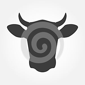 Cow head icon. Cow head silhouette. Farm animal sign. Vector illustration